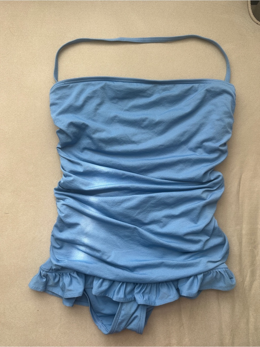 Juicy Couture Sky Blue Ruffle Hem One-Piece Swimsuit
